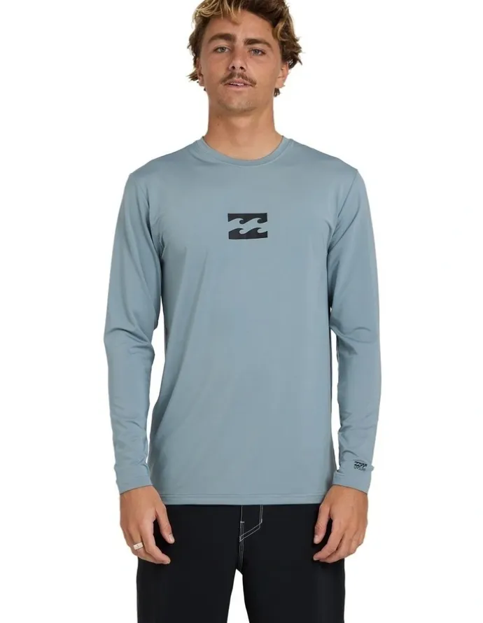 Billabong All Day Wave Long Sleeve Surf Shirt in Blue Fog