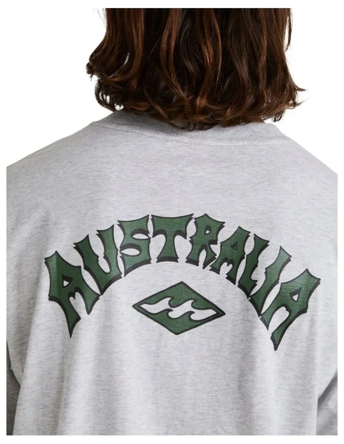 Billabong Aus Arch T-Shirt Light Grey Heather