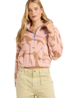 Billabong Barra Half Zip Pullover In Rose Brown