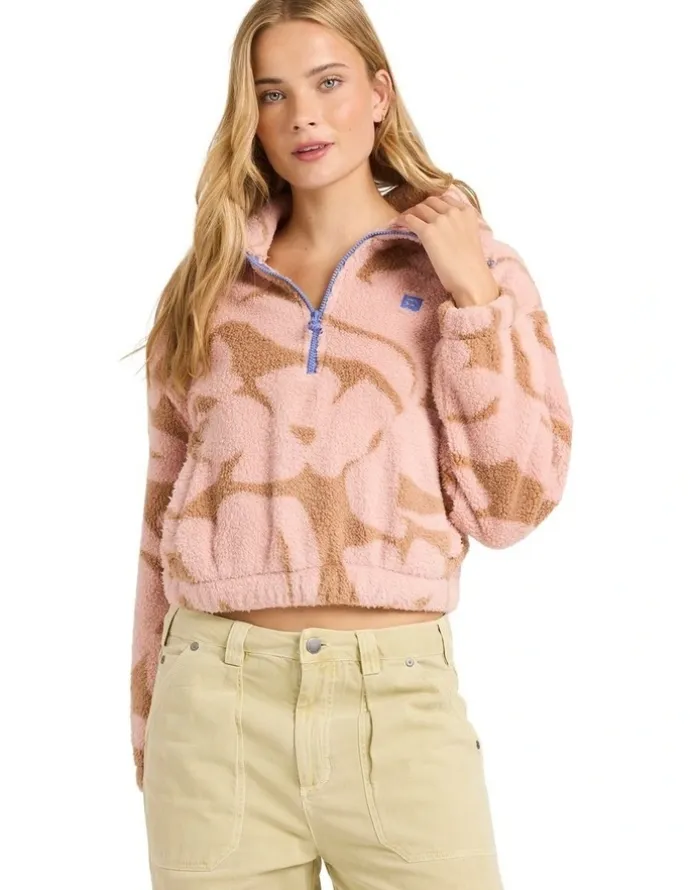 Billabong Barra Half Zip Pullover In Rose Brown