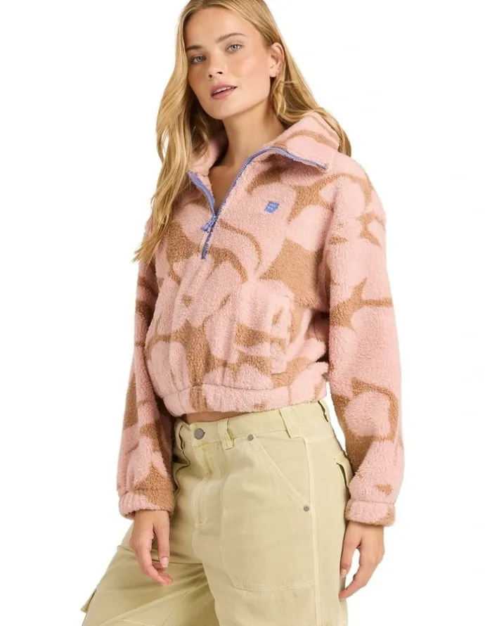 Billabong Barra Half Zip Pullover In Rose Brown
