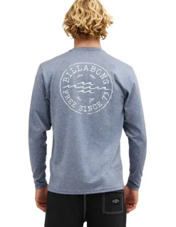 Billabong Big Wave Daz Long Sleeve Rash Vest in Navy Heather