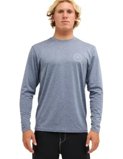 Billabong Big Wave Daz Long Sleeve Rash Vest in Navy Heather