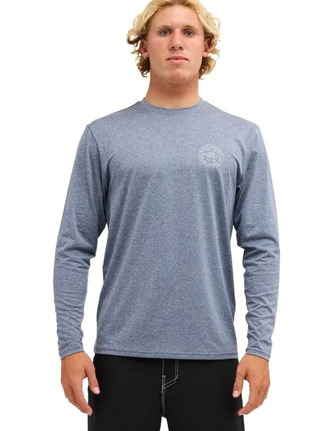 Billabong Big Wave Daz Long Sleeve Rash Vest in Navy Heather