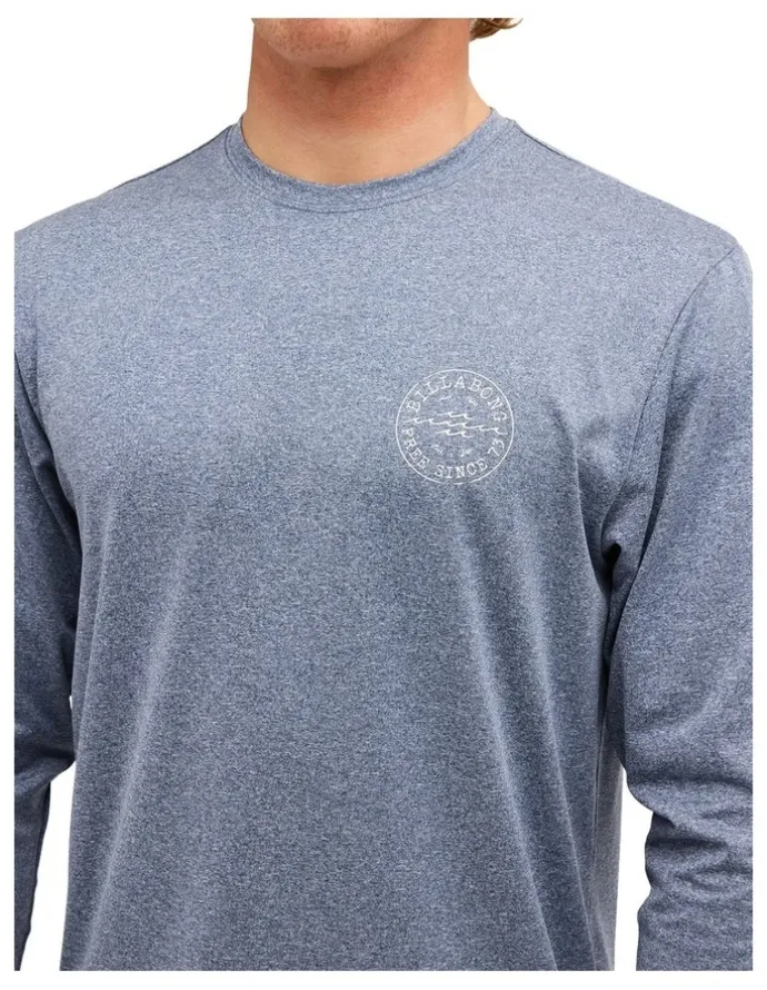 Billabong Big Wave Daz Long Sleeve Rash Vest in Navy Heather
