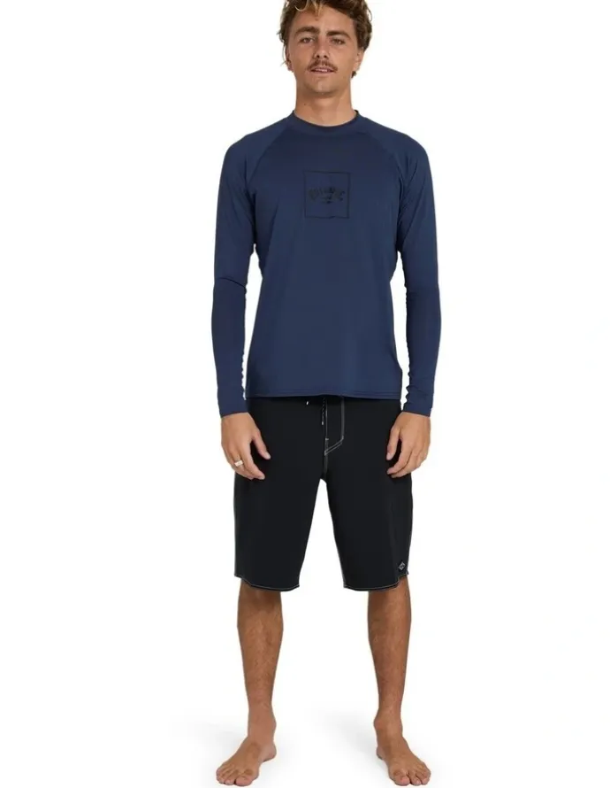 Billabong Boxed Arch Long Sleeve Rash Vest In Dusty in Navy