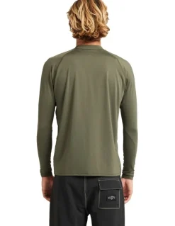 Billabong Boxed Arch Long Sleeve Rash Vest in Green