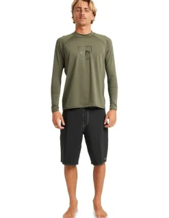 Billabong Boxed Arch Long Sleeve Rash Vest in Green