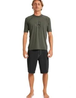 Billabong Boxed Arch Short Sleeve Rash Vest in Green
