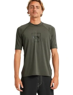 Billabong Boxed Arch Short Sleeve Rash Vest in Green