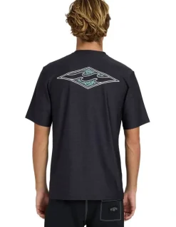Billabong Diamond Shoreline Rash Vest in Black Heather