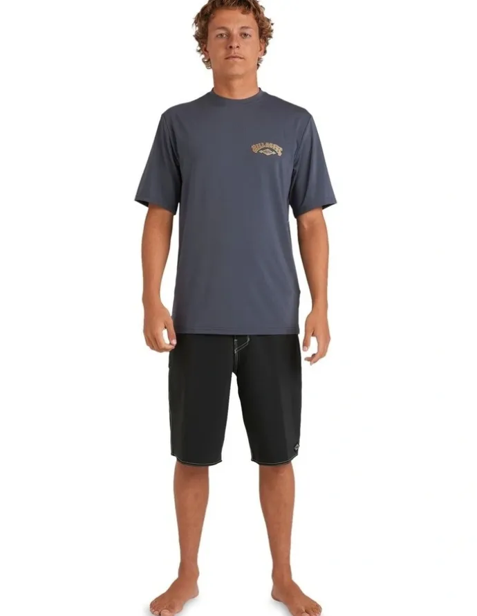 Billabong Rotor Shorline Rash Vest in Black Heather