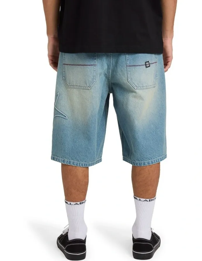 Billabong Script Smoko Denim Shorts 22 Inch in Sun Faded Indigo
