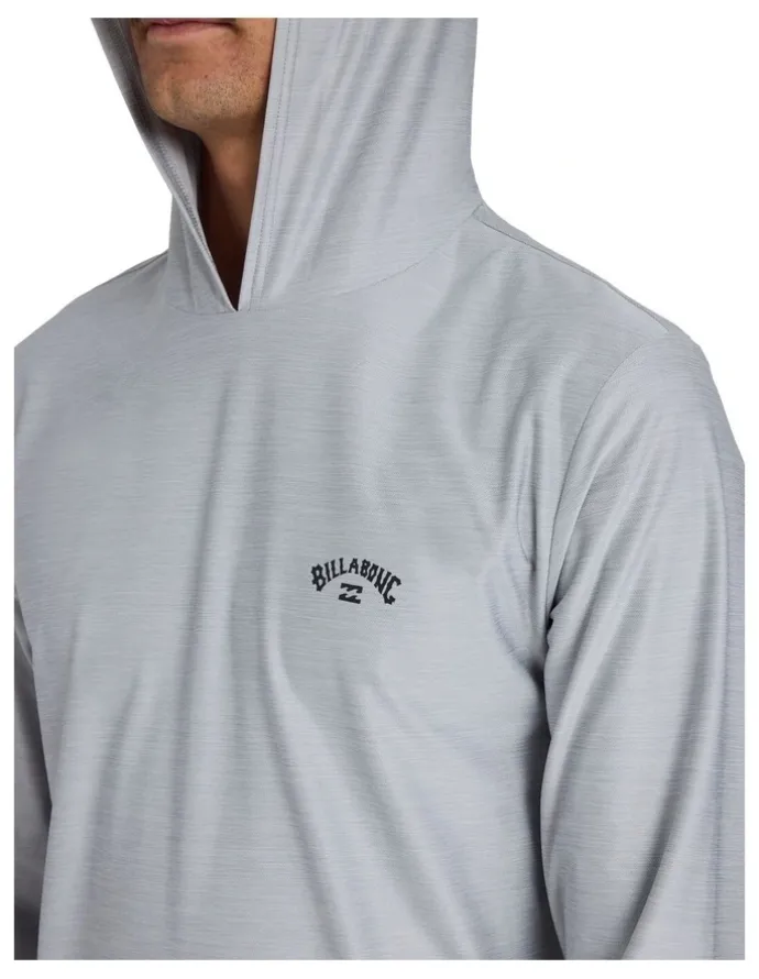 Billabong Shoreline Hooded Long Sleeve Rash Vest In Light Grey Heather