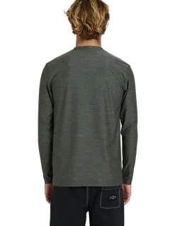 Billabong Shoreline Loose Fit Long Sleeve Rash Vest In Military Heather