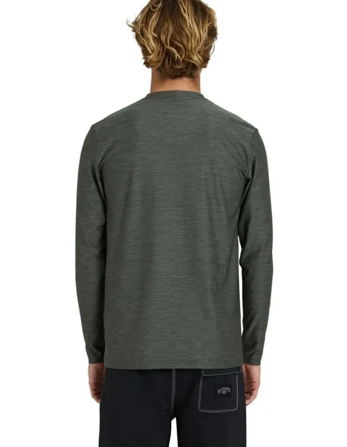 Billabong Shoreline Loose Fit Long Sleeve Rash Vest In Military Heather