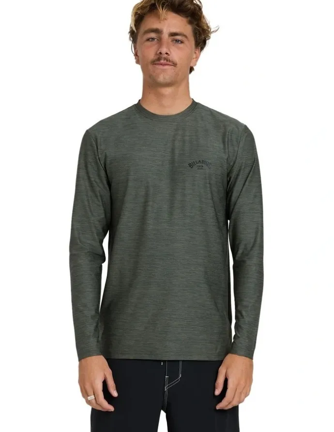 Billabong Shoreline Loose Fit Long Sleeve Rash Vest In Military Heather