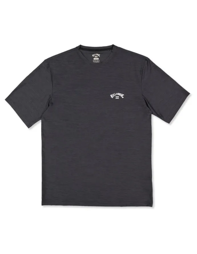 Billabong Shoreline Short Sleeve Rash Vest In Black Heather