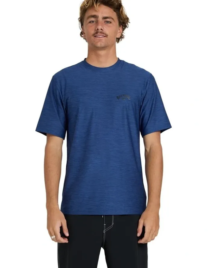 Billabong Shoreline Short Sleeve Rash Vest In Denim Heather