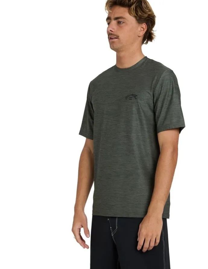 Billabong Shoreline Short Sleeve Rash Vest In Military Heather