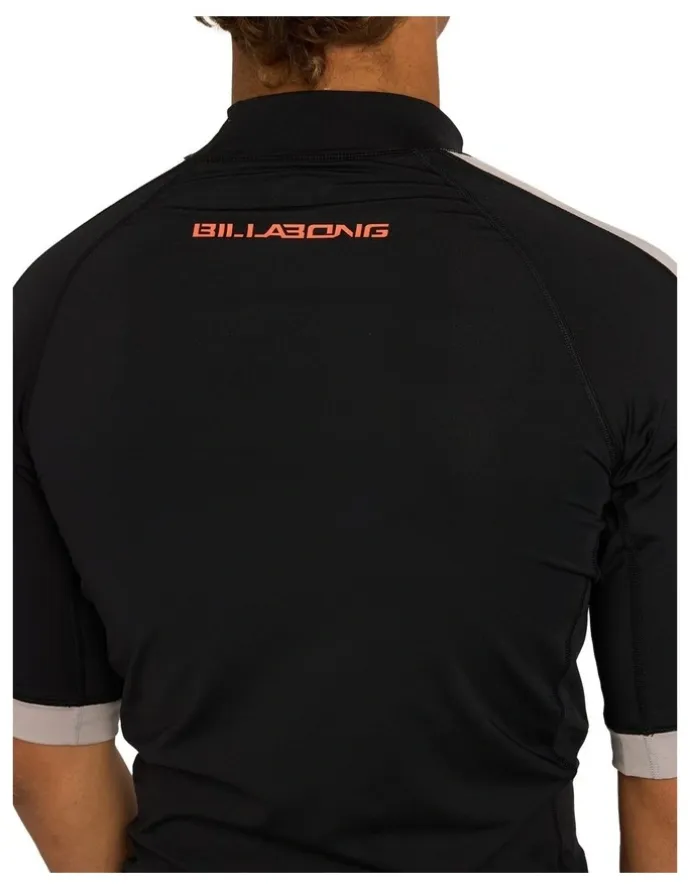 Billabong Spec Panel Short Sleeve Rash Vest in Black