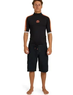 Billabong Spec Panel Short Sleeve Rash Vest in Black