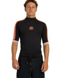 Billabong Spec Panel Short Sleeve Rash Vest in Black