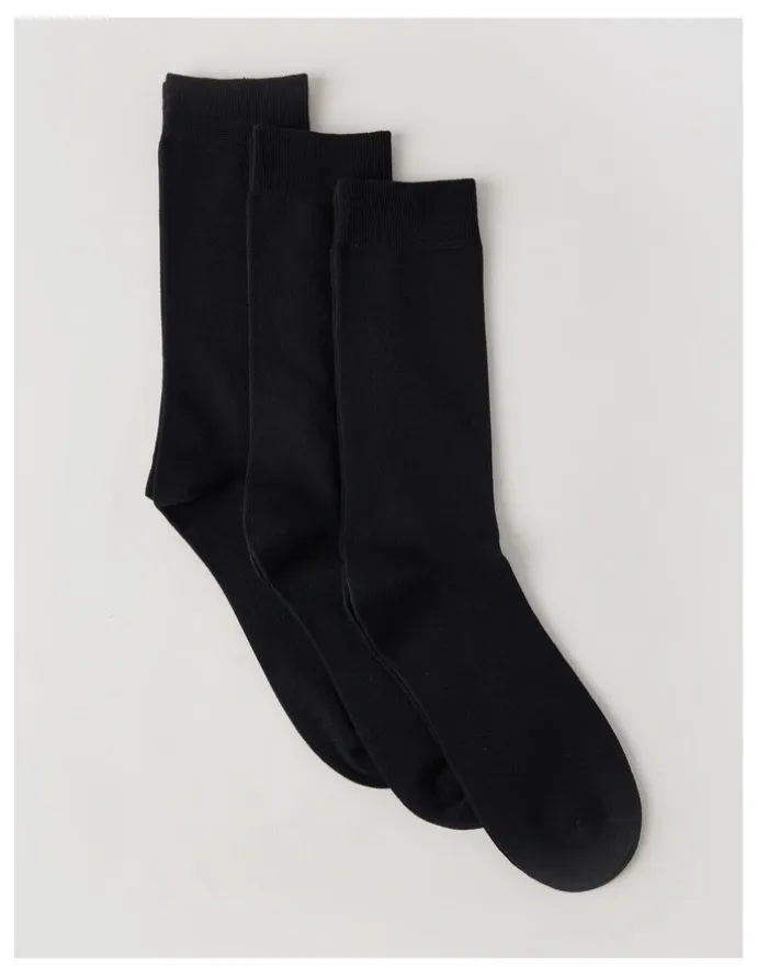 Blaq 3 Pack Australian Cotton Plain Socks in Black