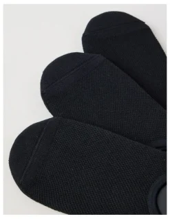 Blaq 3 Pack Australian Cotton No Show Socks in Black