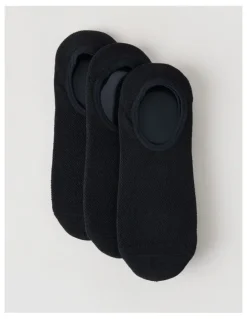Blaq 3 Pack Australian Cotton No Show Socks in Black