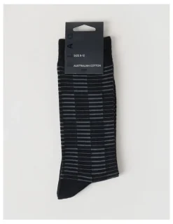 Blaq Australian Cotton Grid Socks in Black & Charcoal