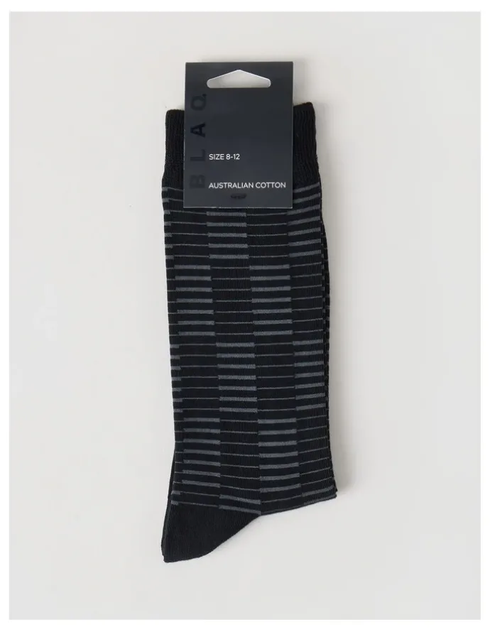 Blaq Australian Cotton Grid Socks in Black & Charcoal