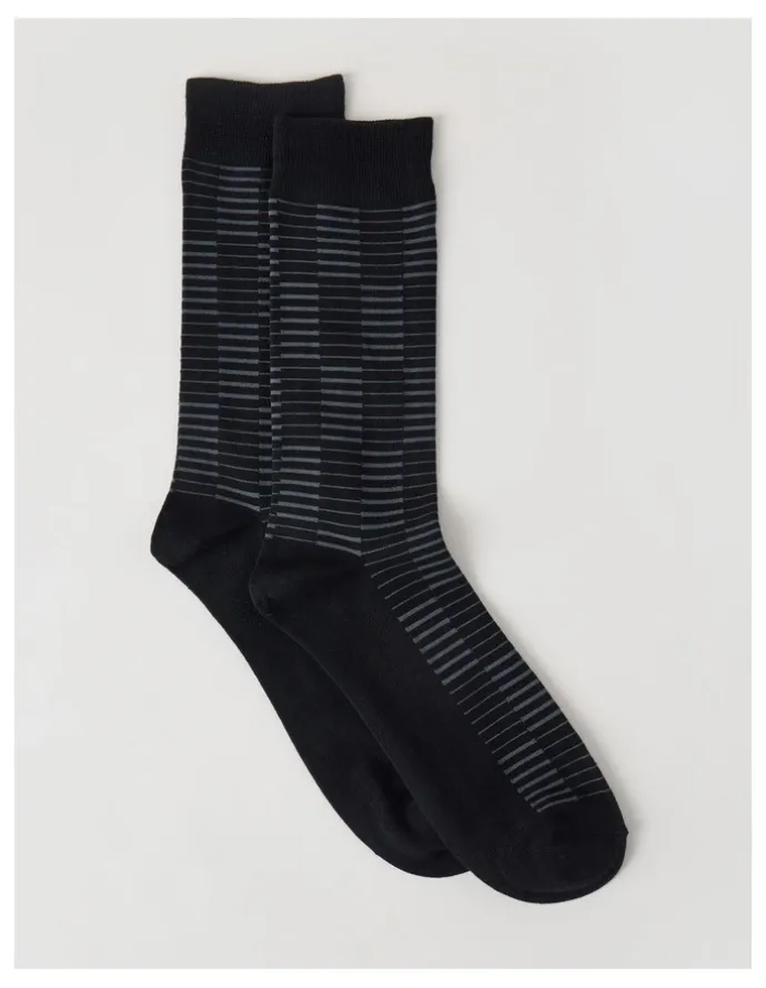 Blaq Australian Cotton Grid Socks in Black & Charcoal