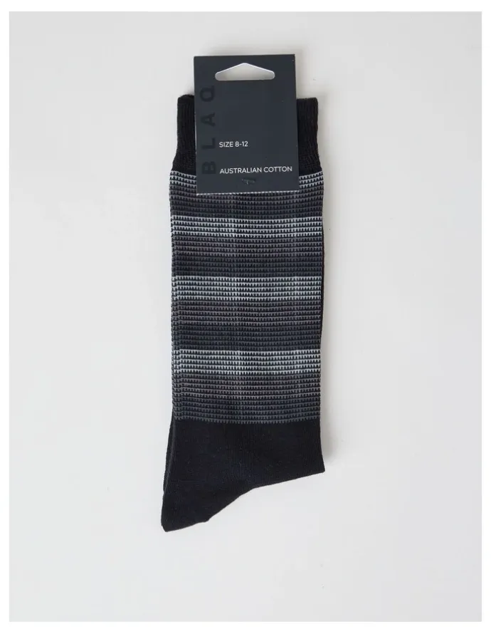 Blaq Australian Cotton Stripe Texture Socks in Black