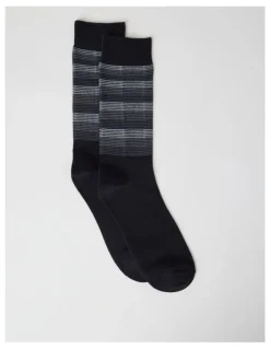Blaq Australian Cotton Stripe Texture Socks in Black