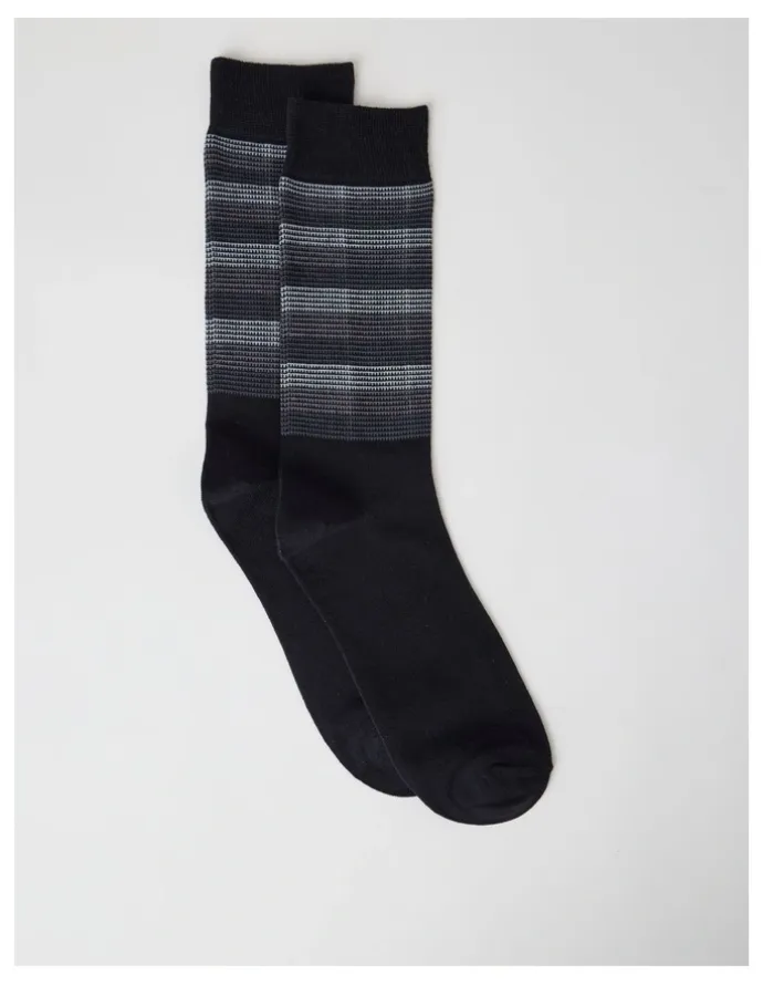 Blaq Australian Cotton Stripe Texture Socks in Black
