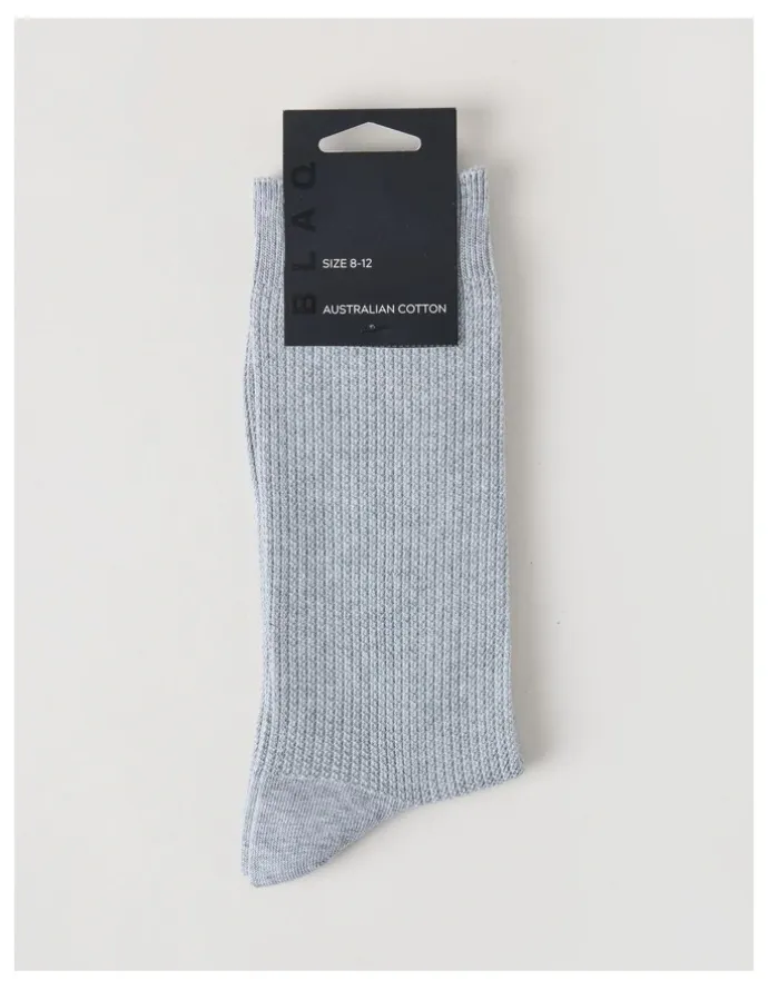 Blaq Australian Cotton Waffle Socks in Mid Grey Marle