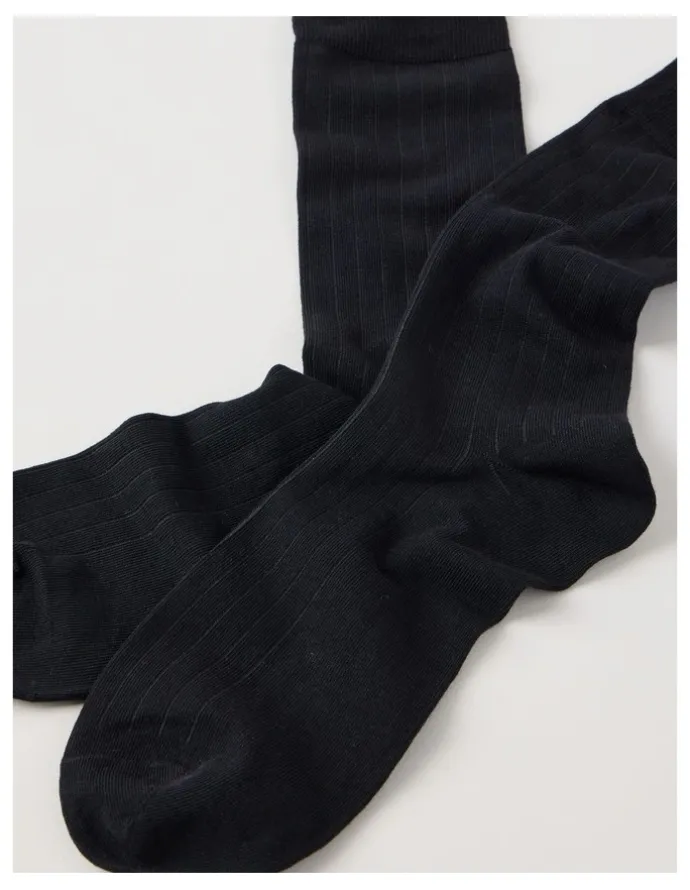 Blaq Australian Cotton Wide Rib Socks in Black