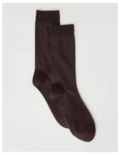 Blaq Australian Cotton Wide Rib Socks in Dark Chocolate