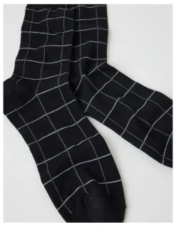 Blaq Australian Cotton Window Check Socks in Black and Charcoal