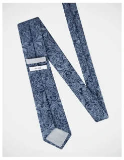 Blaq Paisley Poly Tie in Navy
