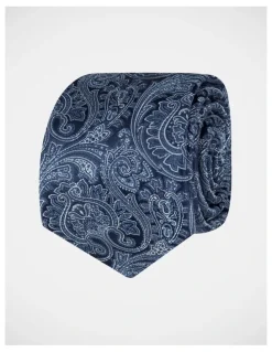 Blaq Paisley Poly Tie in Navy