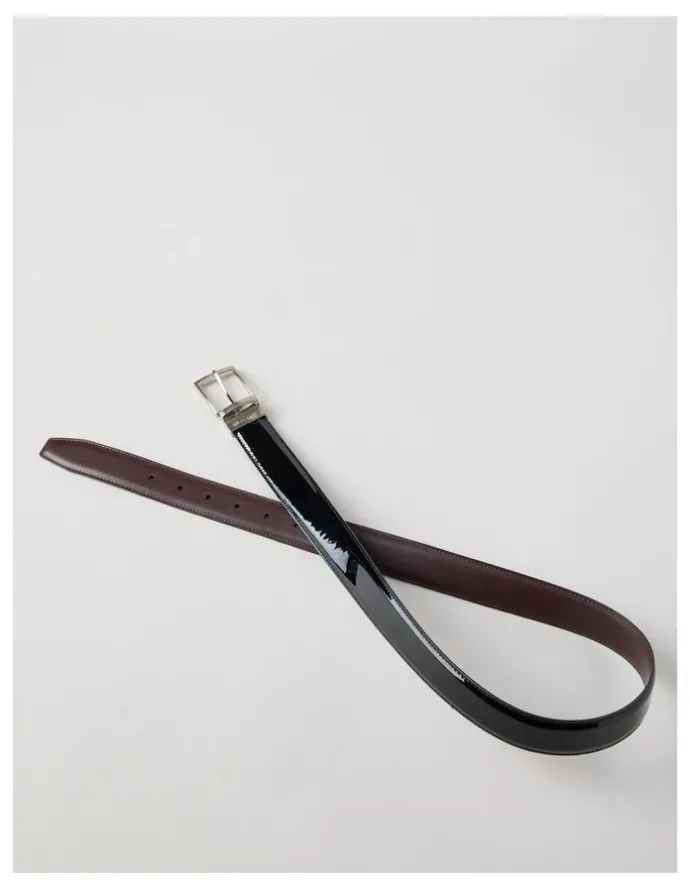 Blaq Patent Revesible Belt Belt Black/Deep Cherry