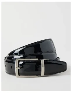 Blaq Patent Revesible Belt Belt Black/Deep Cherry