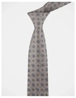 Blaq Pattern Tie in Dark Beige