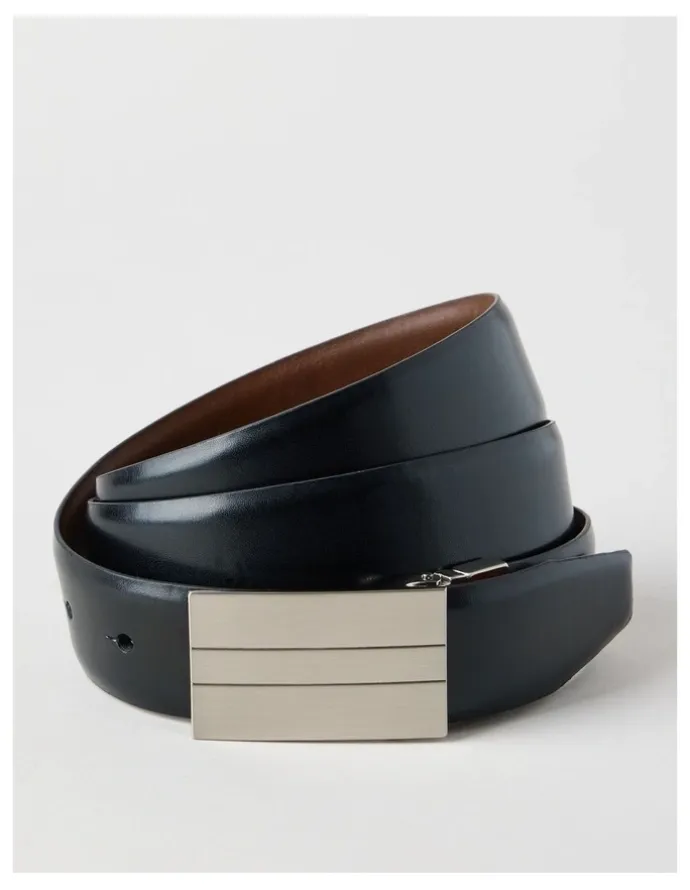 Blaq Plate Buckle Reversible Belt Black/Brown