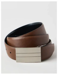 Blaq Plate Buckle Reversible Belt Black/Brown