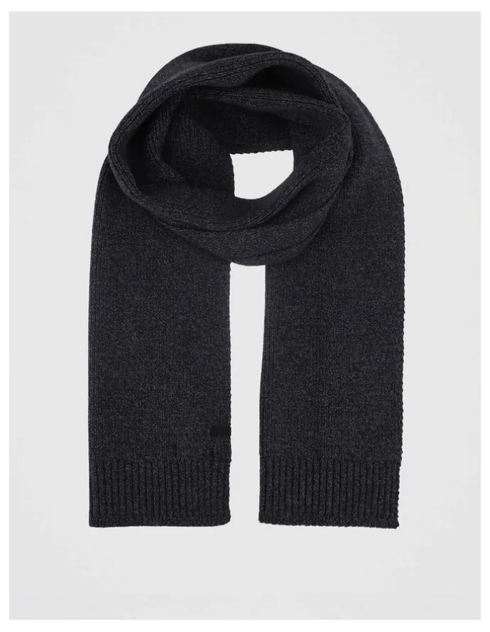 Blaq Rib Knit Scarf Two Tone Winter Accessory Navy/Charcoal