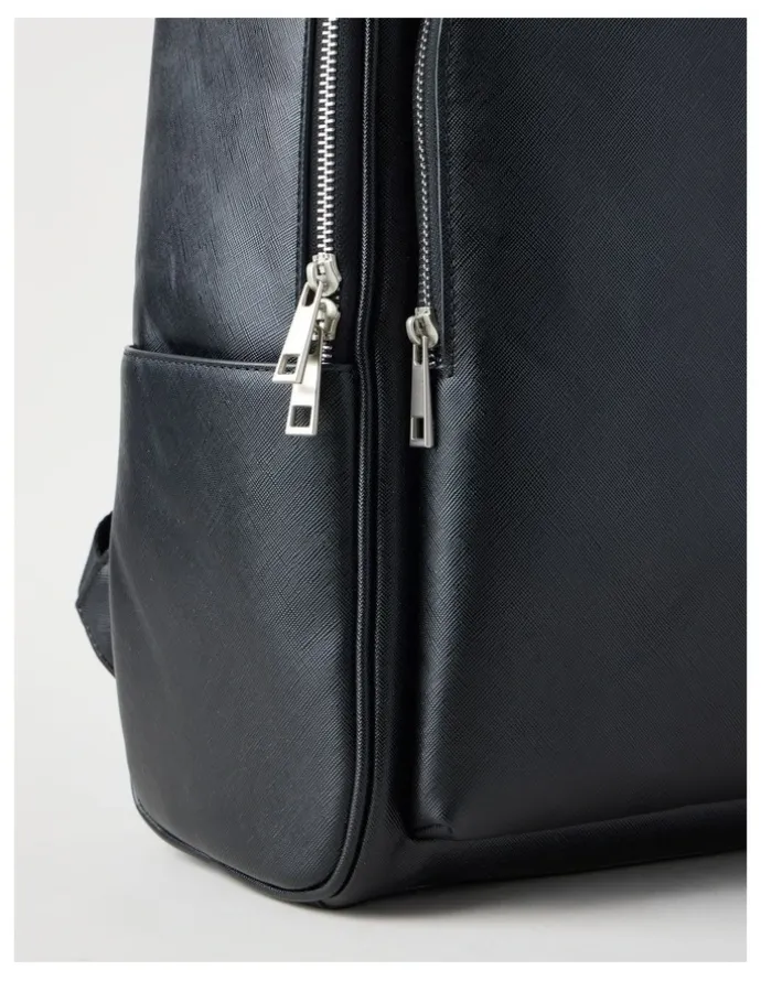 Blaq Saffiano Backpack Bag in Black