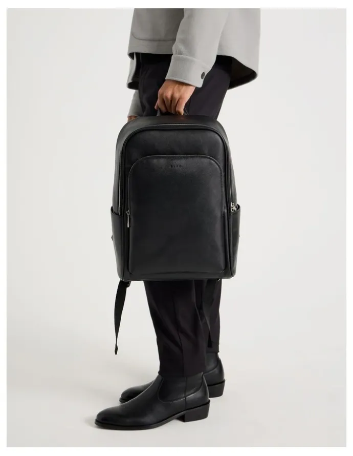 Blaq Saffiano Backpack Bag in Black